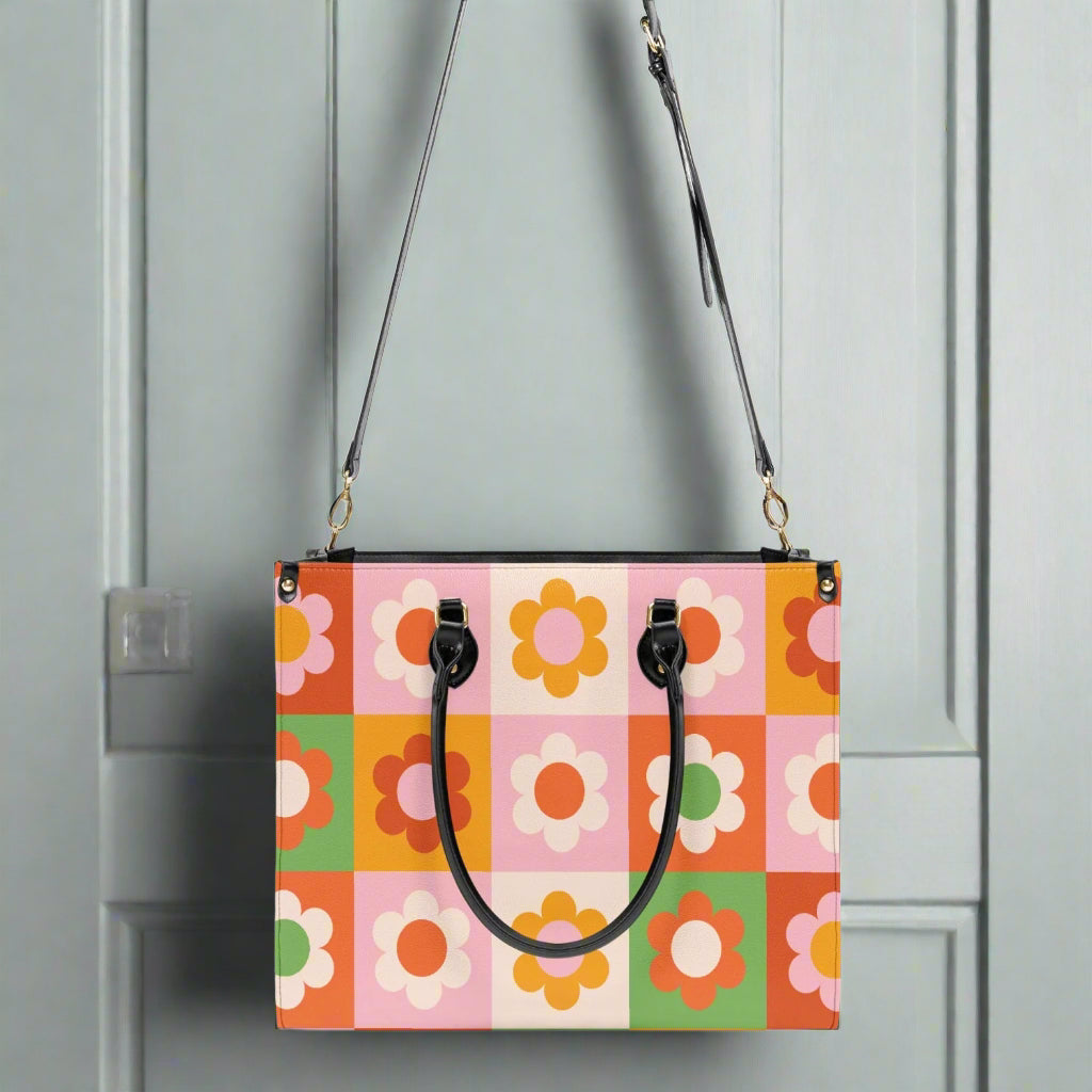 Retro Floral PU Leather Handbag - 2 Sizes - Kim’s Signature Beauty & Accessories    