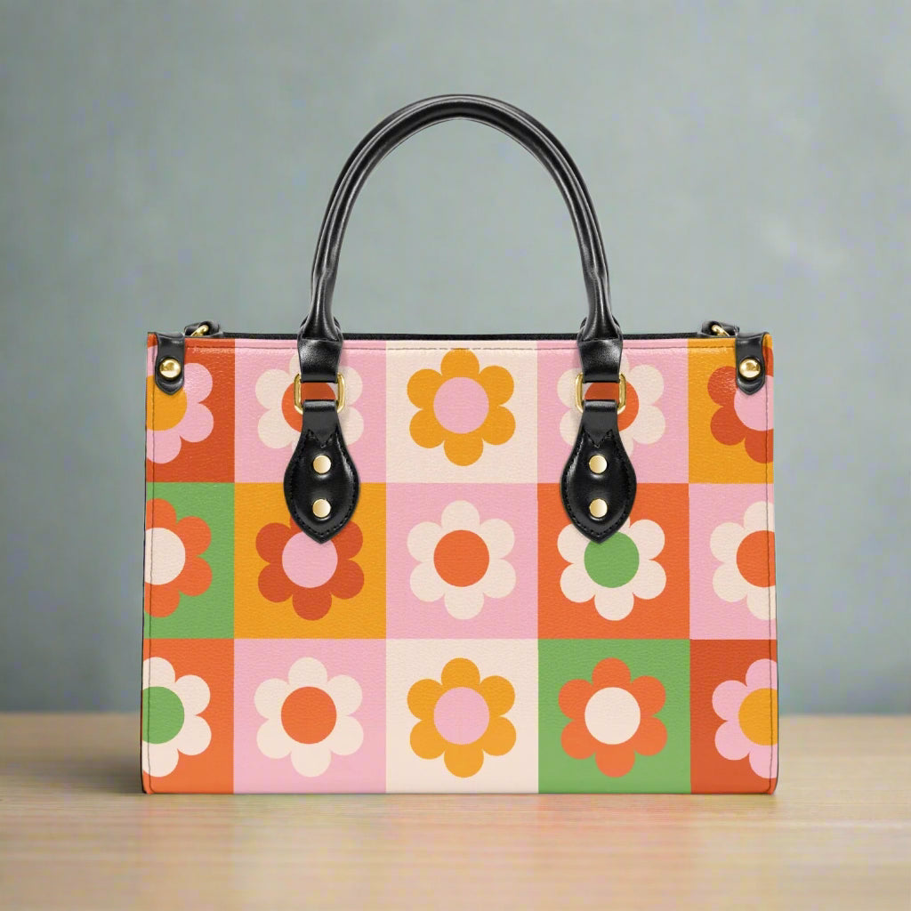 Retro Floral PU Leather Handbag - 2 Sizes - Kim’s Signature Beauty & Accessories    