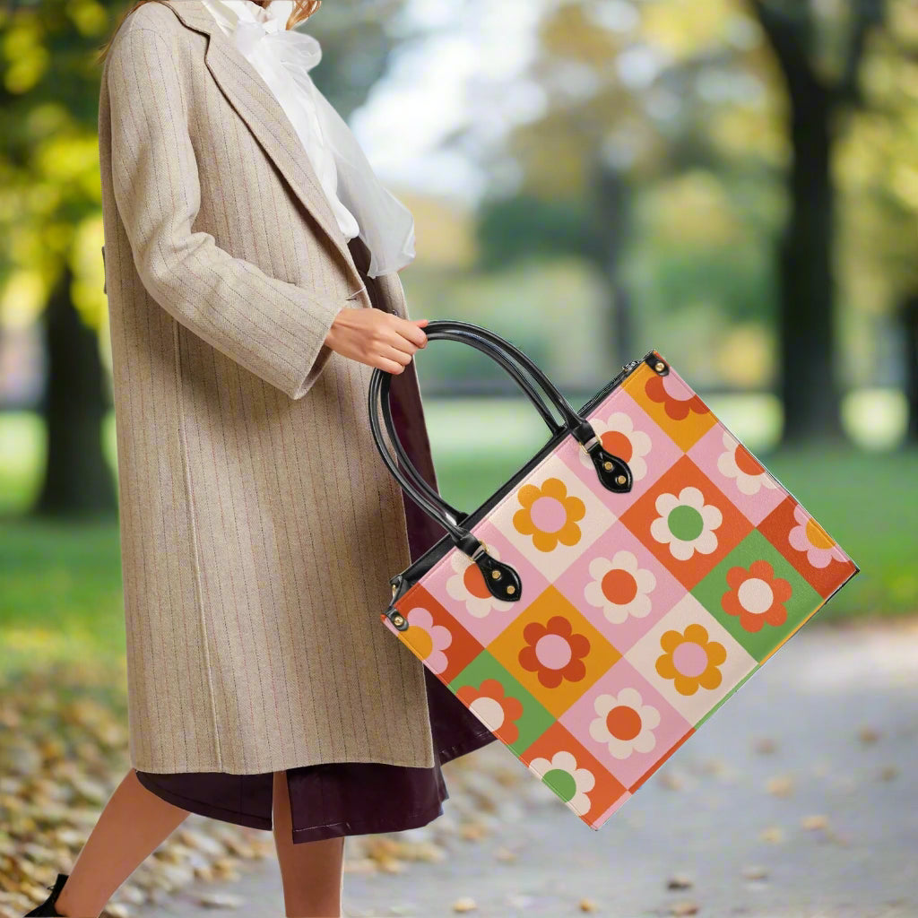 Retro Floral PU Leather Handbag - 2 Sizes - Kim’s Signature Beauty & Accessories    