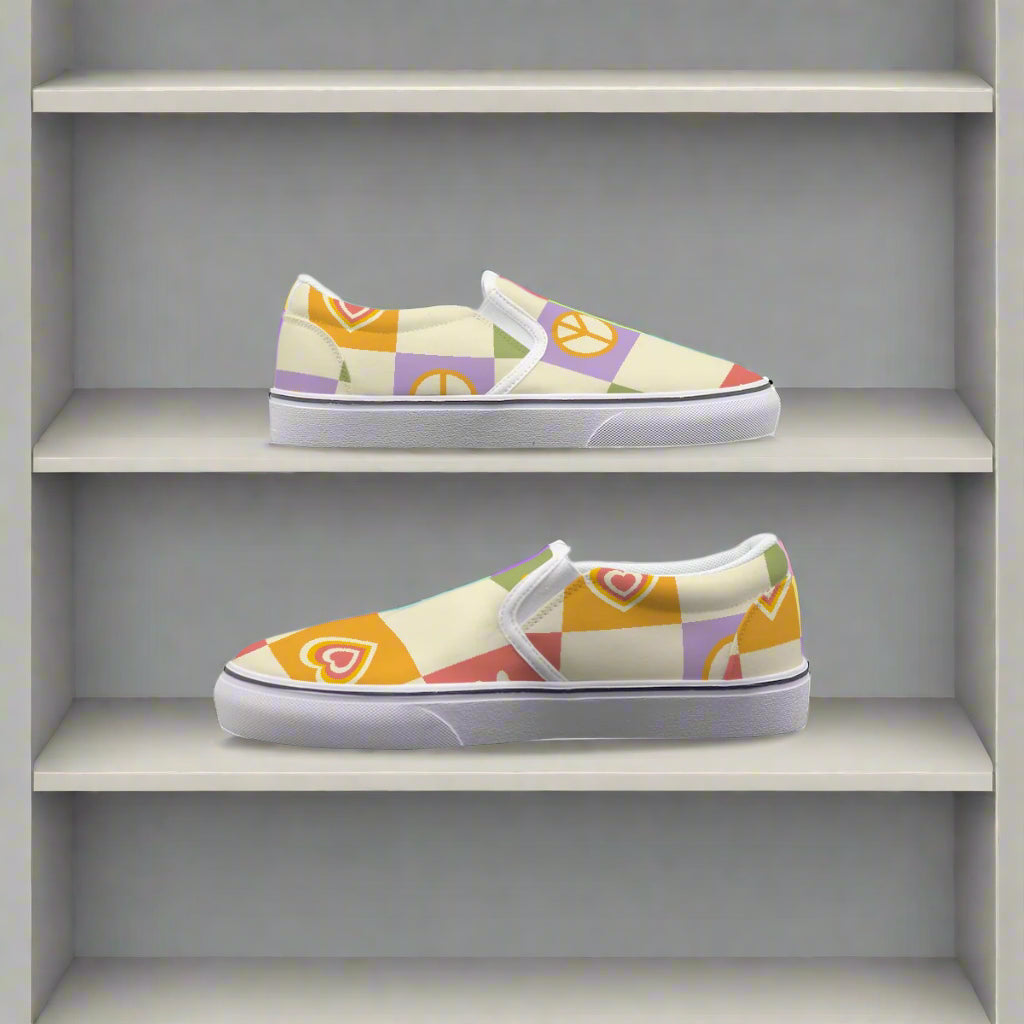 Retro Peace & Love Slip-On Canvas Shoes - Kim’s Signature Beauty & Accessories    