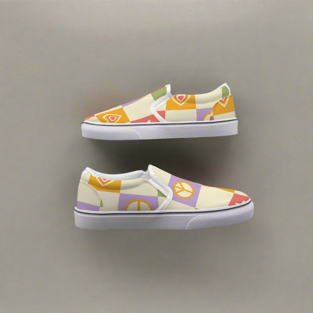 Retro Peace & Love Slip-On Canvas Shoes - Kim’s Signature Beauty & Accessories    