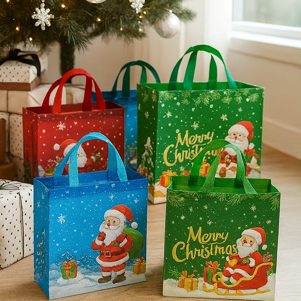 Reusable Christmas Gift Bags Set | 24 Holiday Tote Bags + Slap Bracelets - Kim’s Signature Beauty & Accessories    