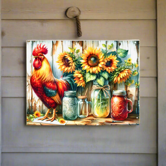 Rooster & Sunflowers Ceramic Photo Tile - Kim’s Signature Beauty & Accessories    