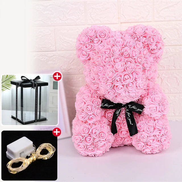 Rose Bear Artificial Flowers with LED Light Gift Box - Kim’s Signature Beauty & Accessories    