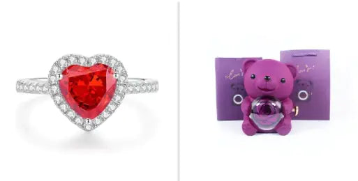 Rose Teddy Bear with Ring and Necklace - Kim’s Signature Beauty & Accessories    