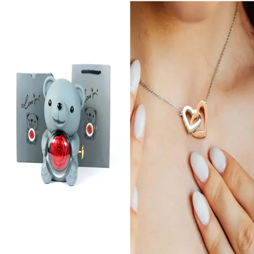 Rose Teddy Bear with Ring and Necklace - Kim’s Signature Beauty & Accessories    