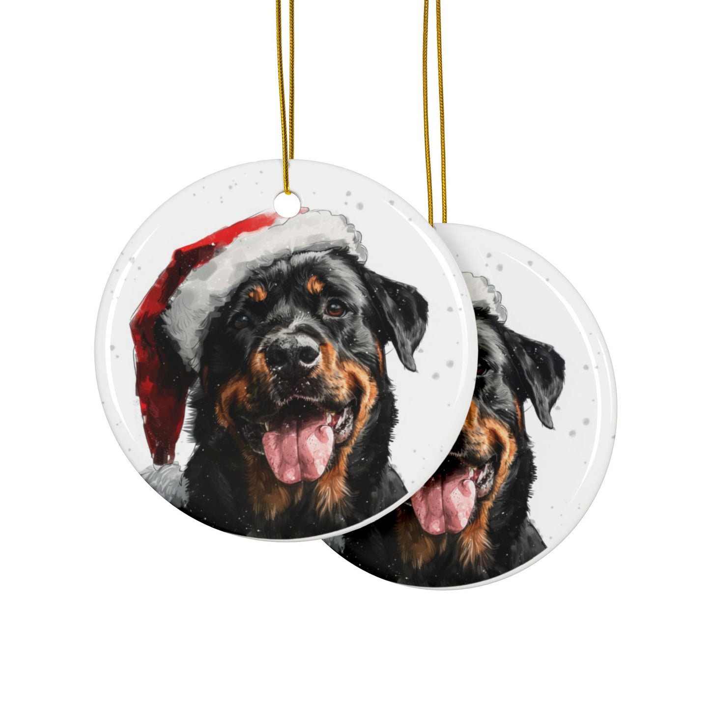 Rottweiler Santa Ceramic Ornament, 2-Side Print - Kim’s Signature Beauty & Accessories    