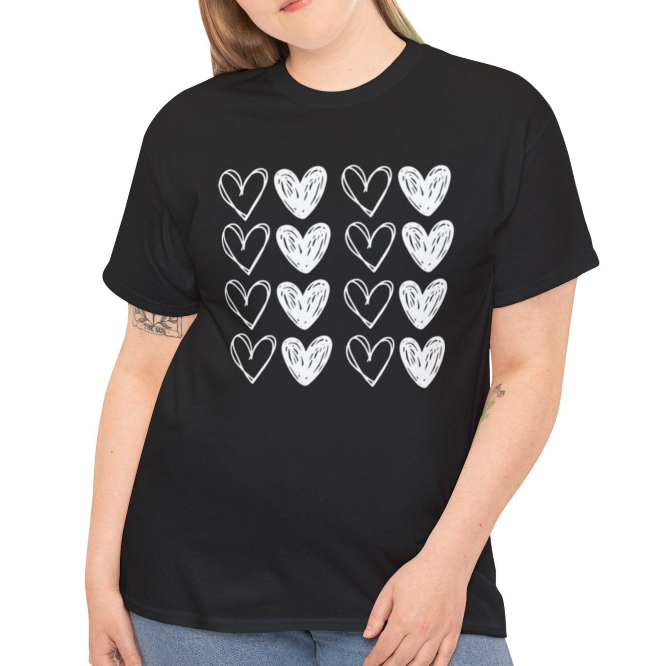 Rows of Hearts Tee - Kim’s Signature Beauty & Accessories    