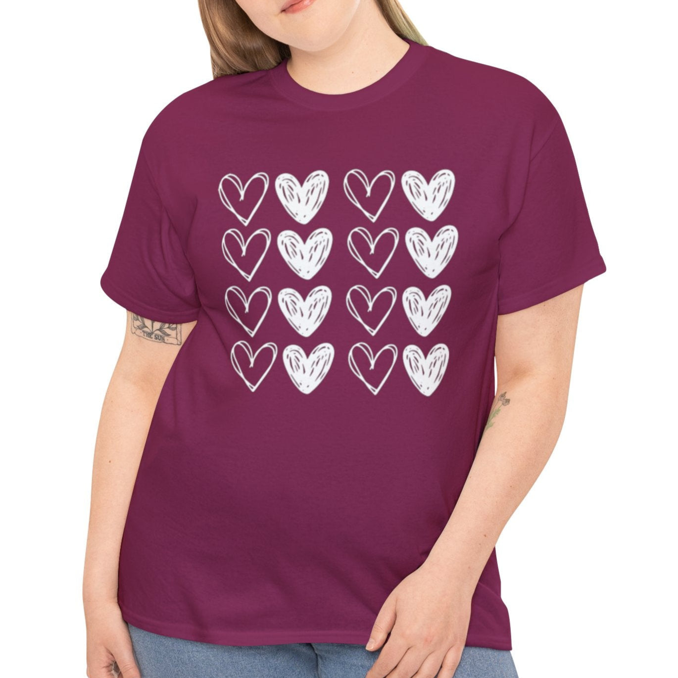 Rows of Hearts Tee - Kim’s Signature Beauty & Accessories    