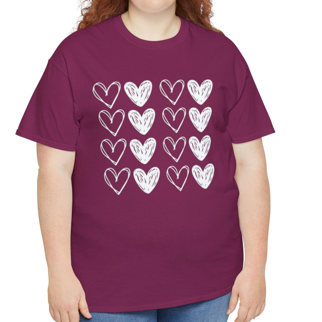 Rows of Hearts Tee - Kim’s Signature Beauty & Accessories    