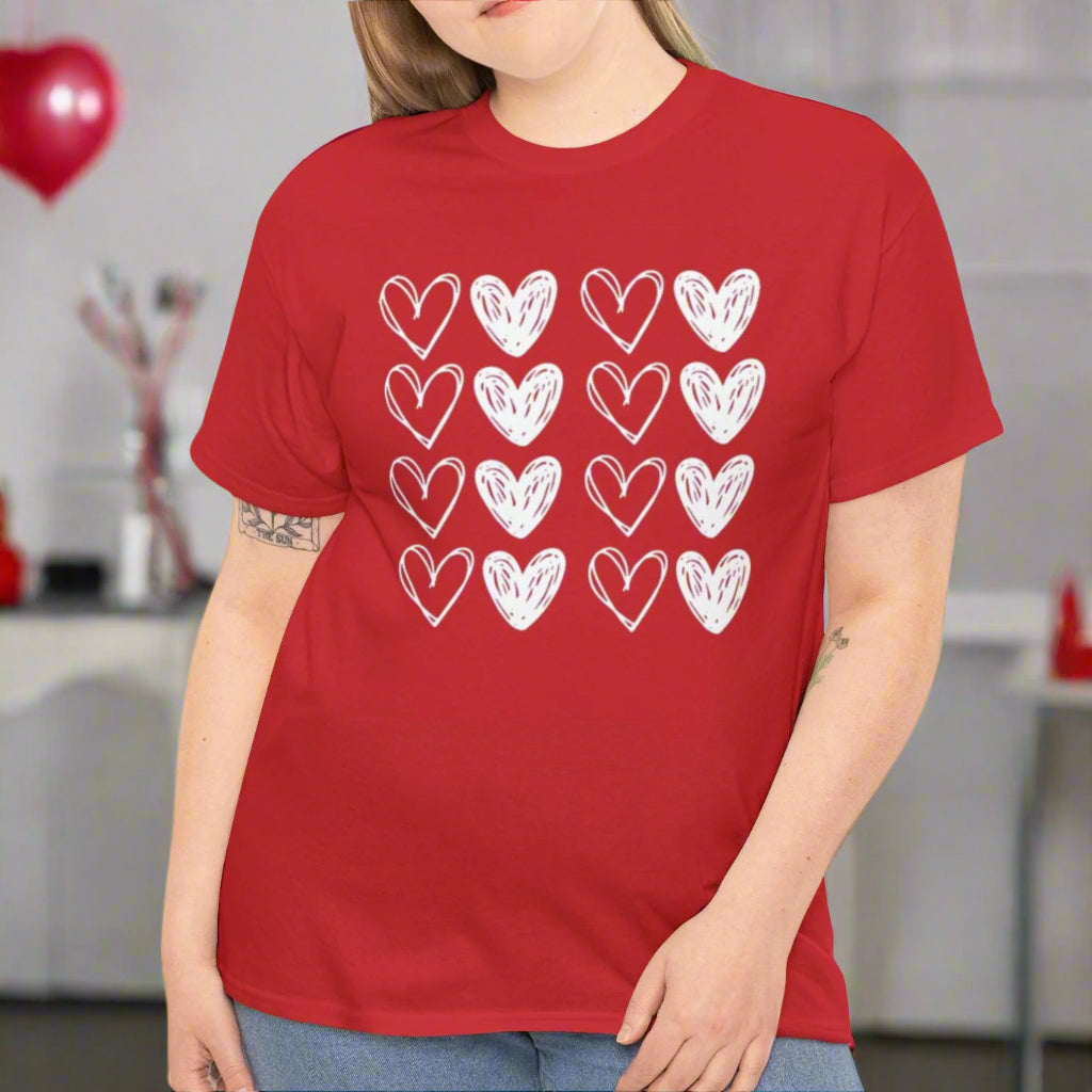 Rows of Hearts Tee - Kim’s Signature Beauty & Accessories    