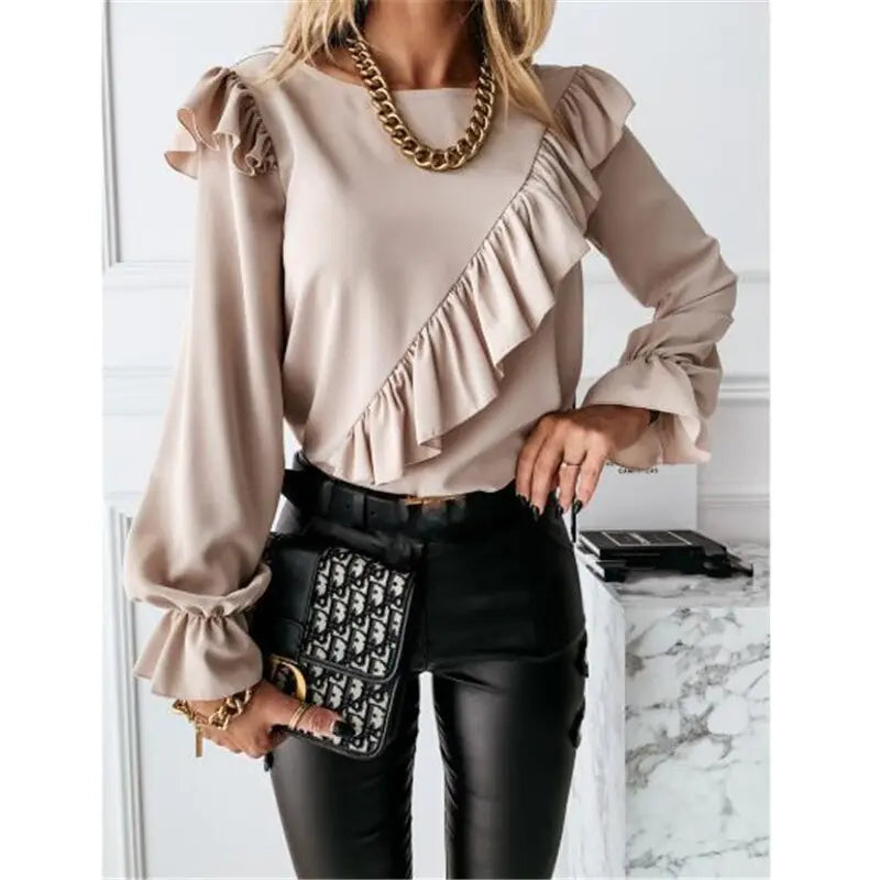 Ruffles O-Neck Blouse - Kim’s Signature Beauty & Accessories    