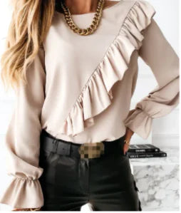 Ruffles O-Neck Blouse - Kim’s Signature Beauty & Accessories    