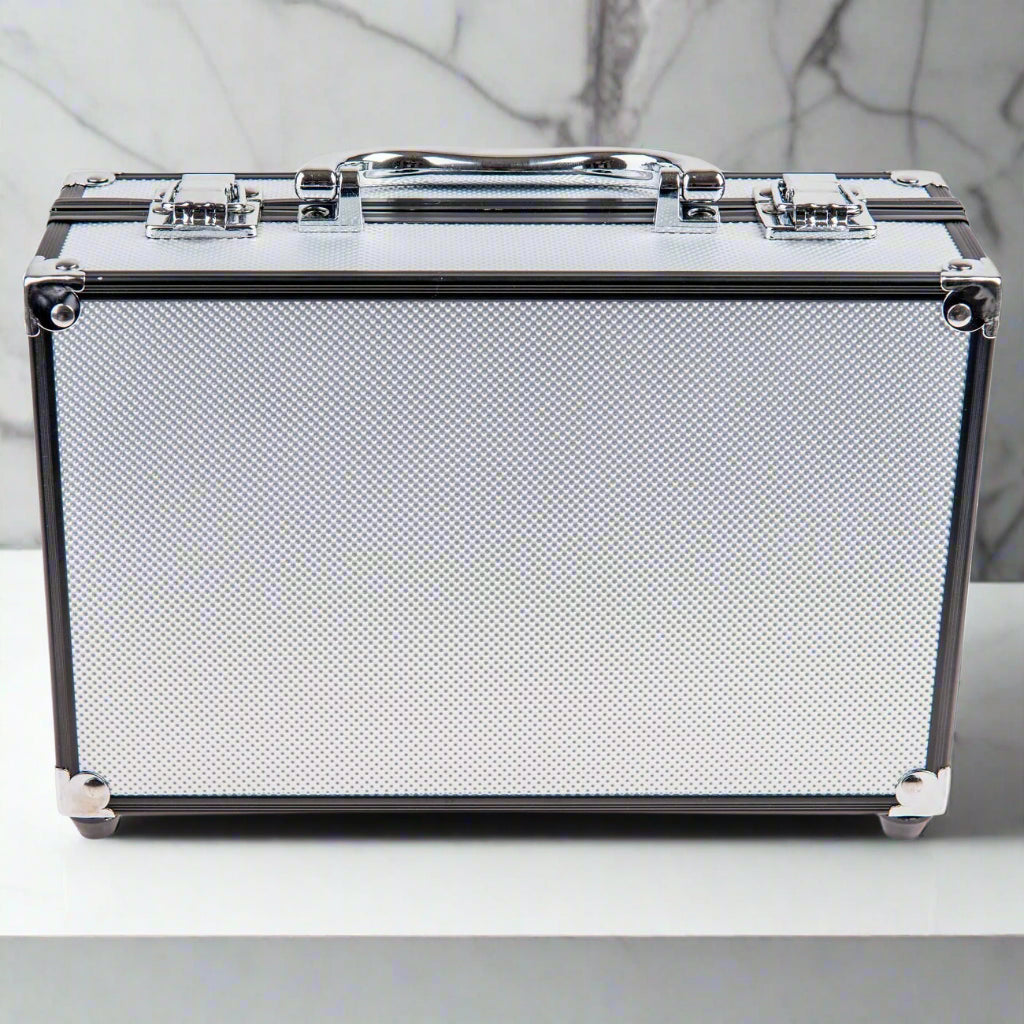 SHANY Carry All Makeup Train Case – Silver All-in-One Pro Makeup Set - Kim’s Signature Beauty & Accessories    