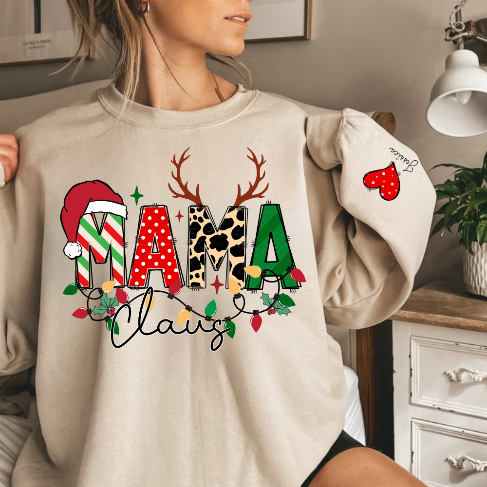 Mama Claus (Personalize Kids Names) Sweatshirt - Kim’s Signature Beauty & Accessories    