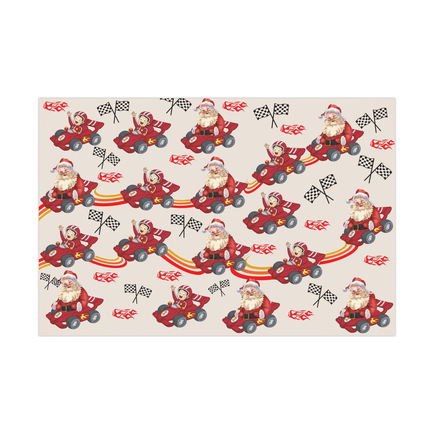 Santa in Race Car Christmas Gift Wrap - Kim’s Signature Beauty & Accessories    