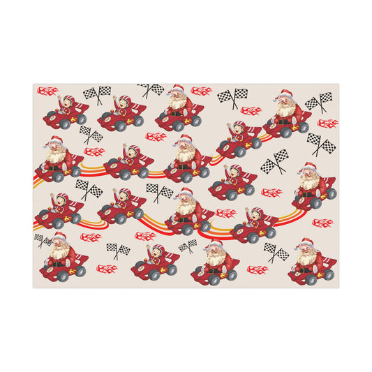Santa in Race Car Christmas Gift Wrap - Kim’s Signature Beauty & Accessories    