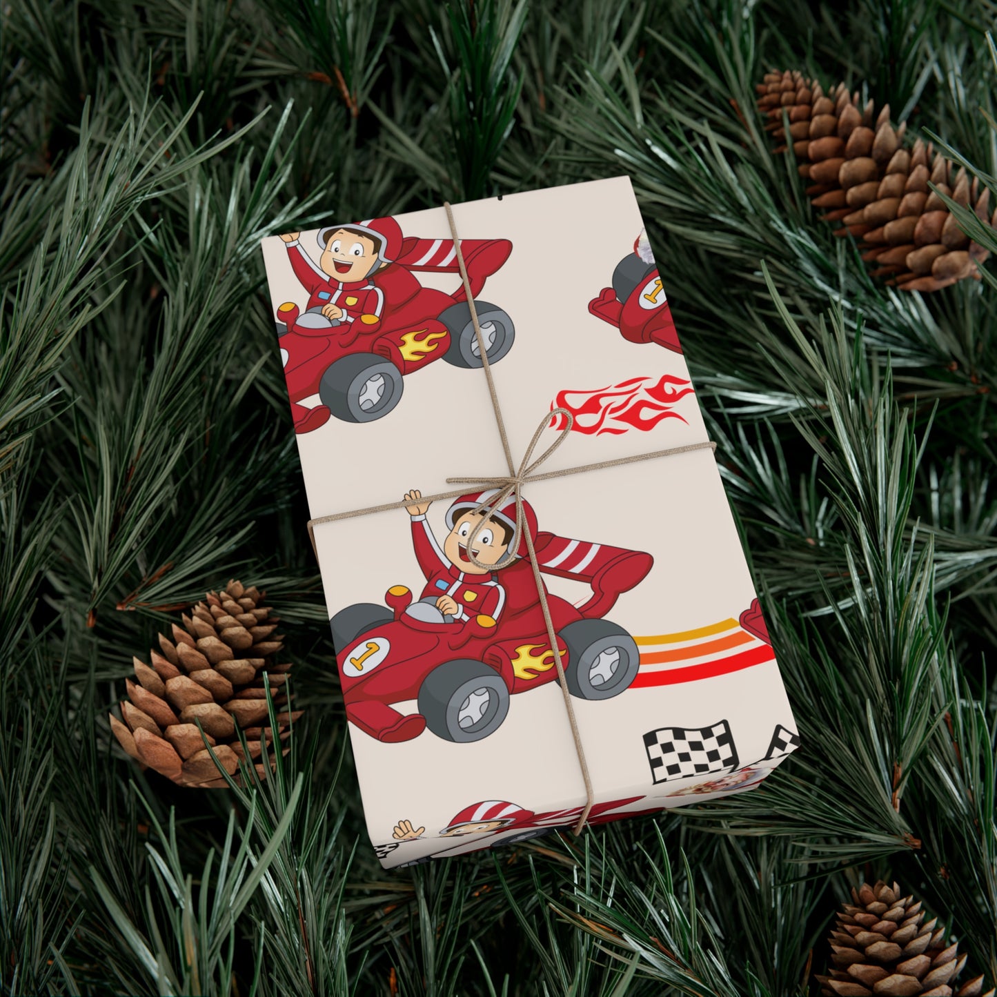 Santa in Race Car Christmas Gift Wrap - Kim’s Signature Beauty & Accessories    