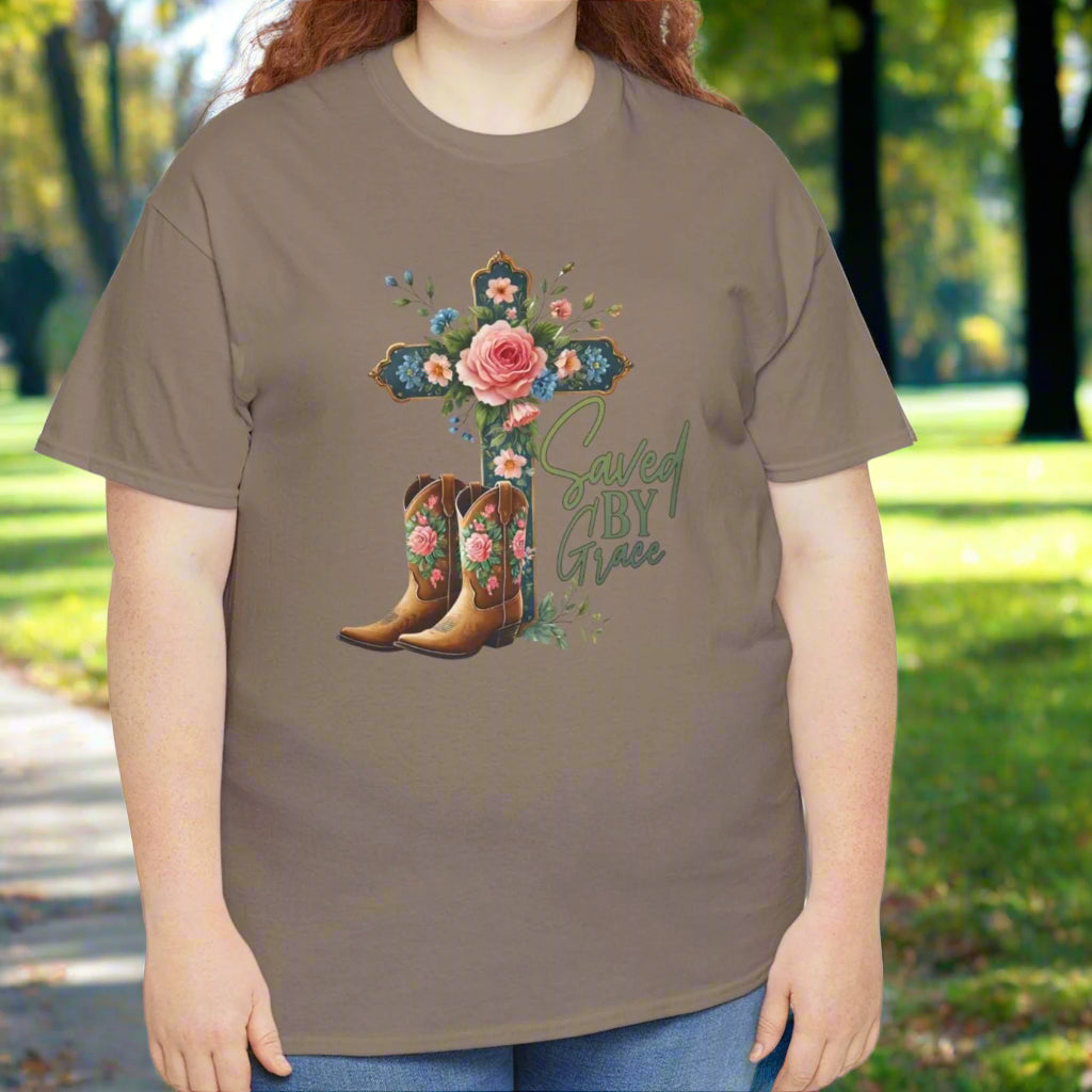 Saved by Grace Cowboy Boots & Floral Cross Tee - Kim’s Signature Beauty & Accessories    
