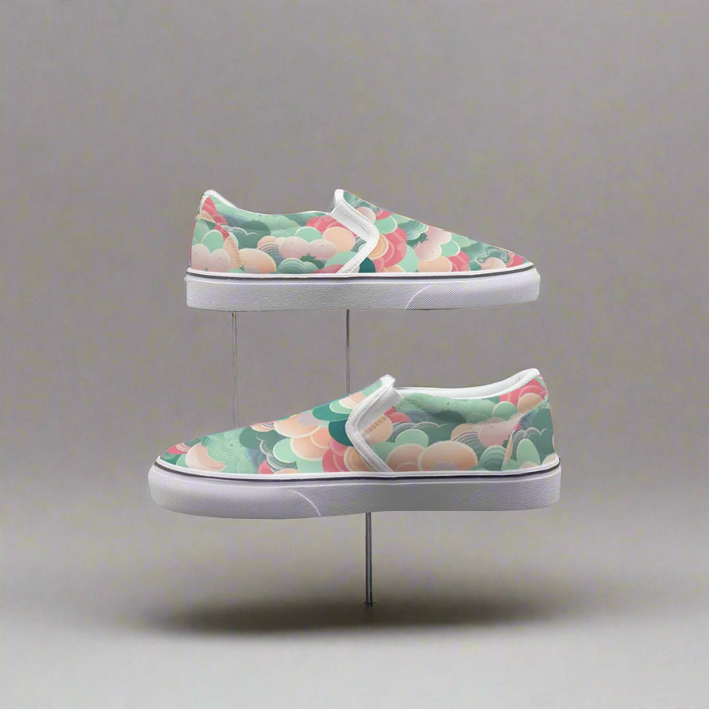 Scallop Print Slip-On Canvas Sneakers – Colorful & Comfortable - Kim’s Signature Beauty & Accessories    