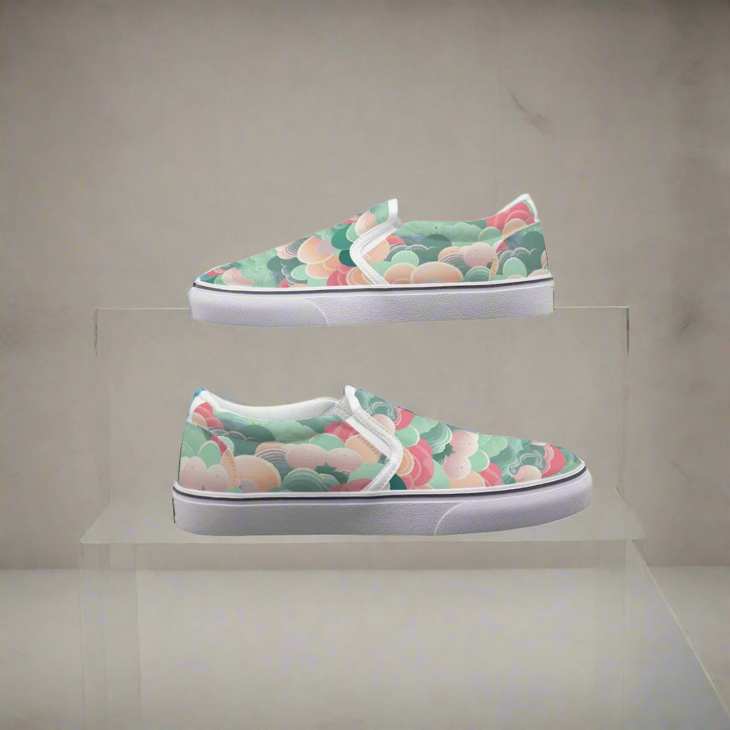 Scallop Print Slip-On Canvas Sneakers – Colorful & Comfortable - Kim’s Signature Beauty & Accessories    