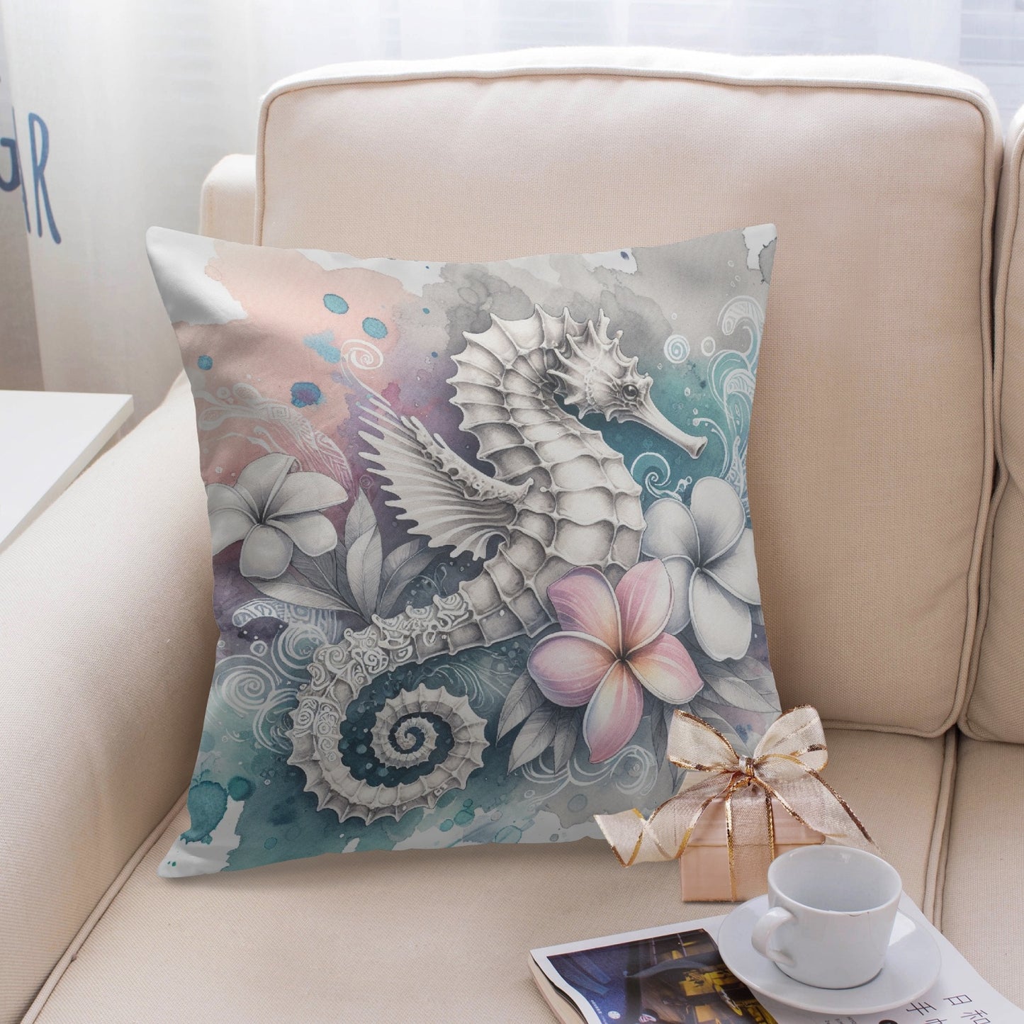 Serene Seahorse Undersea Pillow Cover - Kim’s Signature Beauty & Accessories    