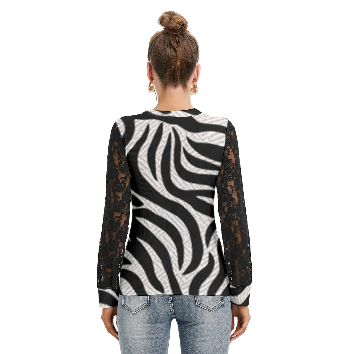 Sexy Swirls T-shirt with Black Lace Sleeves - Kim’s Signature Beauty & Accessories    
