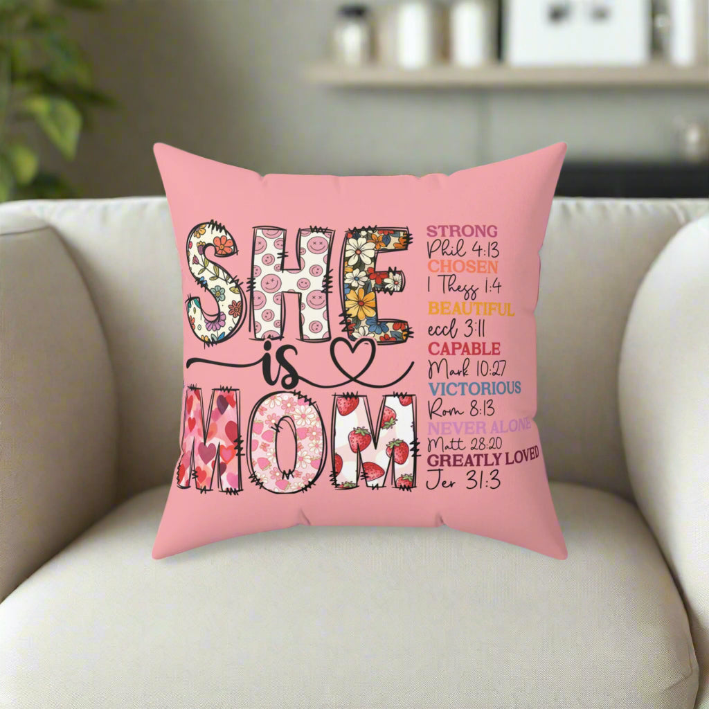 She is Mom... Polyester Square Pillow - Kim’s Signature Beauty & Accessories    