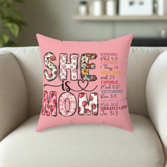 She is Mom... Polyester Square Pillow - Kim’s Signature Beauty & Accessories    