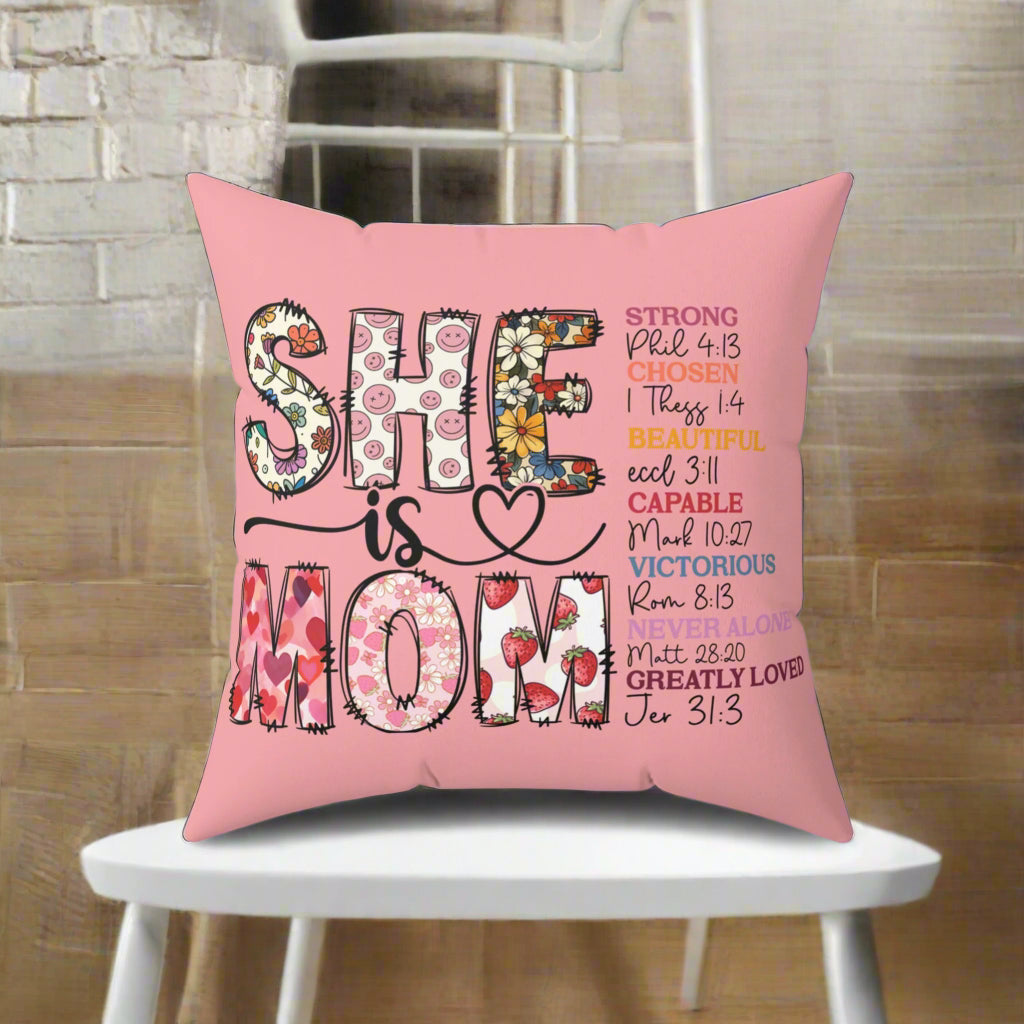 She is Mom... Polyester Square Pillow - Kim’s Signature Beauty & Accessories    