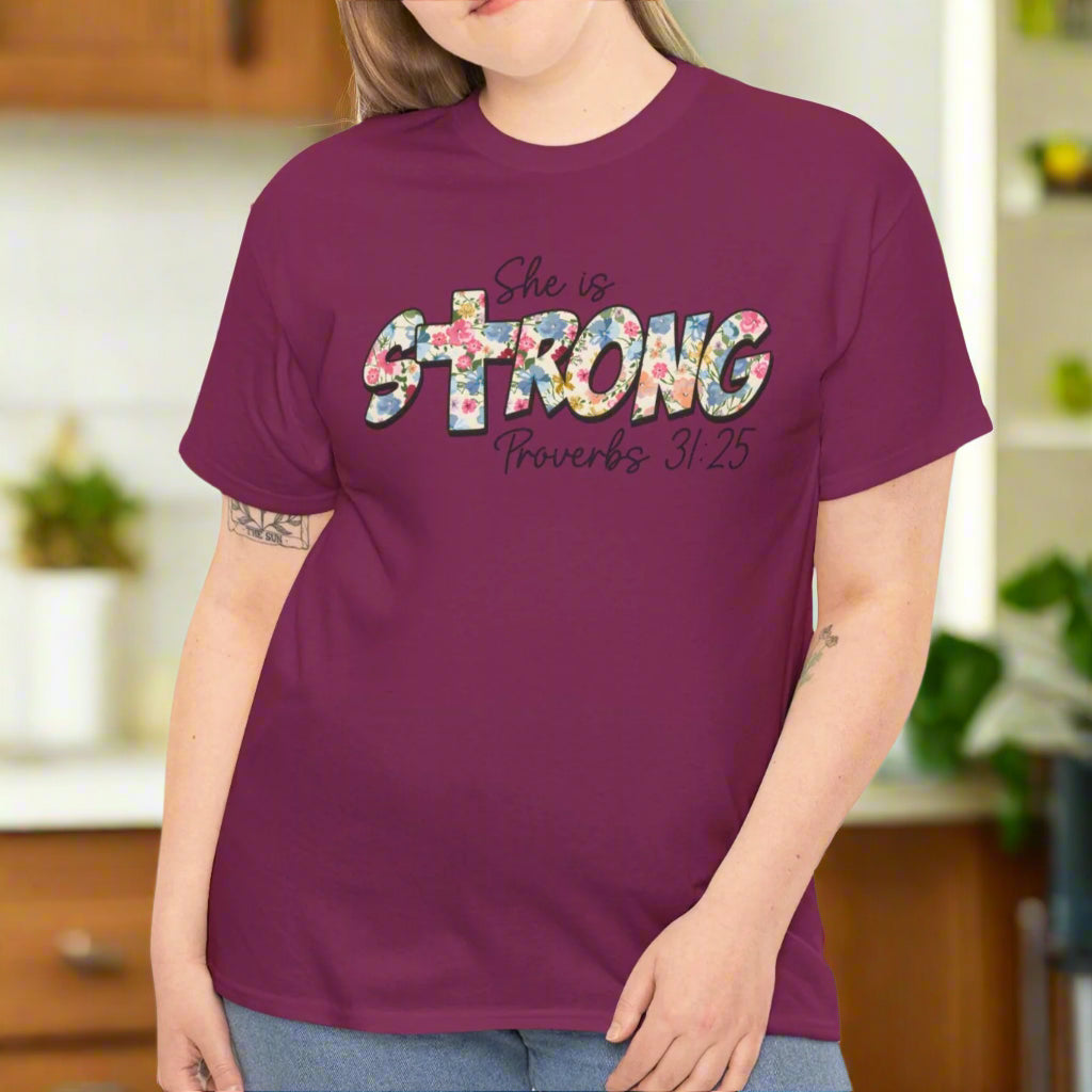 She is Strong Proverbs 31:25 Tee - Kim’s Signature Beauty & Accessories    