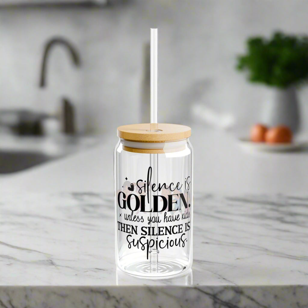 Silence is Golden Sipper Glass, 16oz - Kim’s Signature Beauty & Accessories    