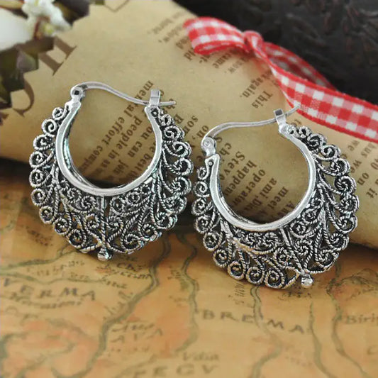 Silver Tribal look Filigree Hoop Earrings - Kim’s Signature Beauty & Accessories    