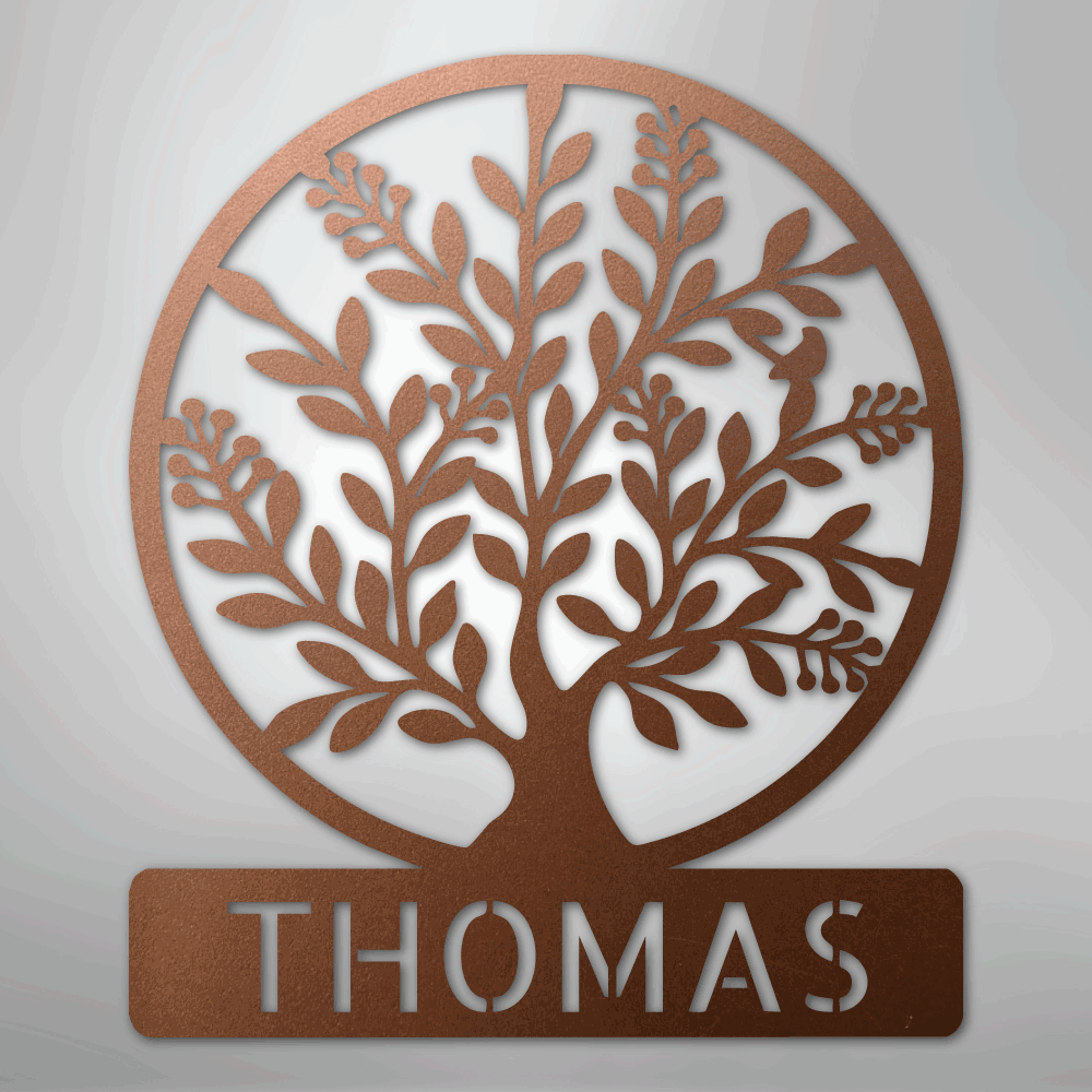 Simple Tree Monogram - Steel Sign - Kim’s Signature Beauty & Accessories