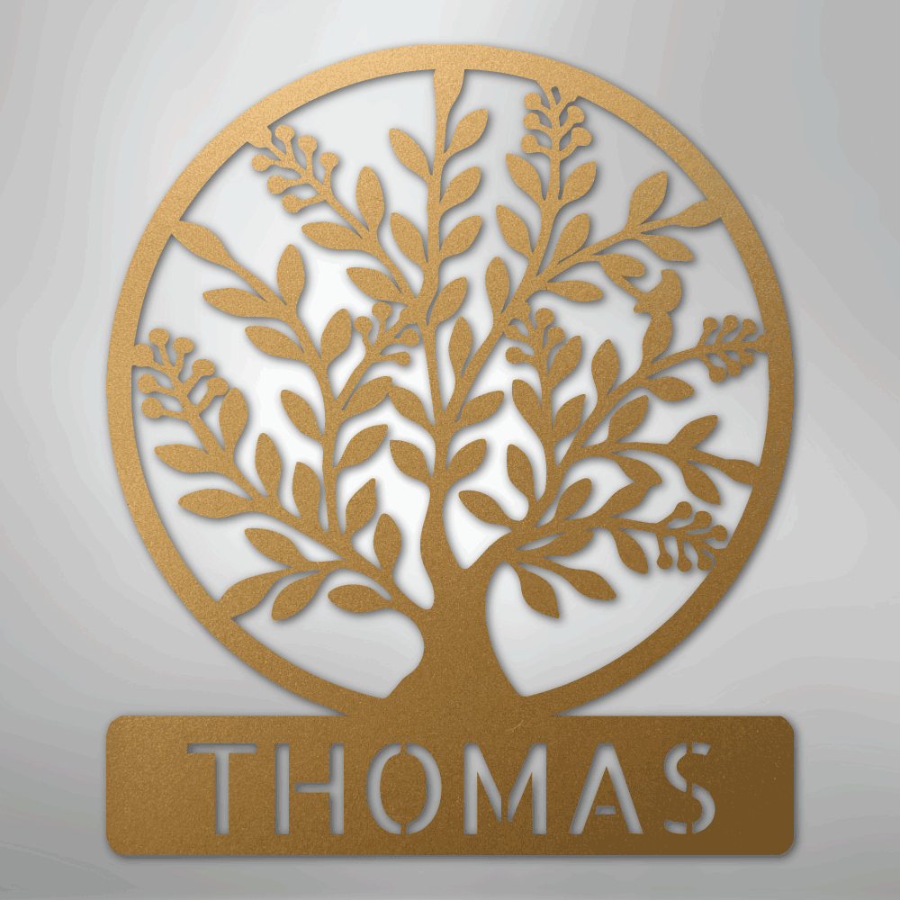 Simple Tree Monogram - Steel Sign - Kim’s Signature Beauty & Accessories