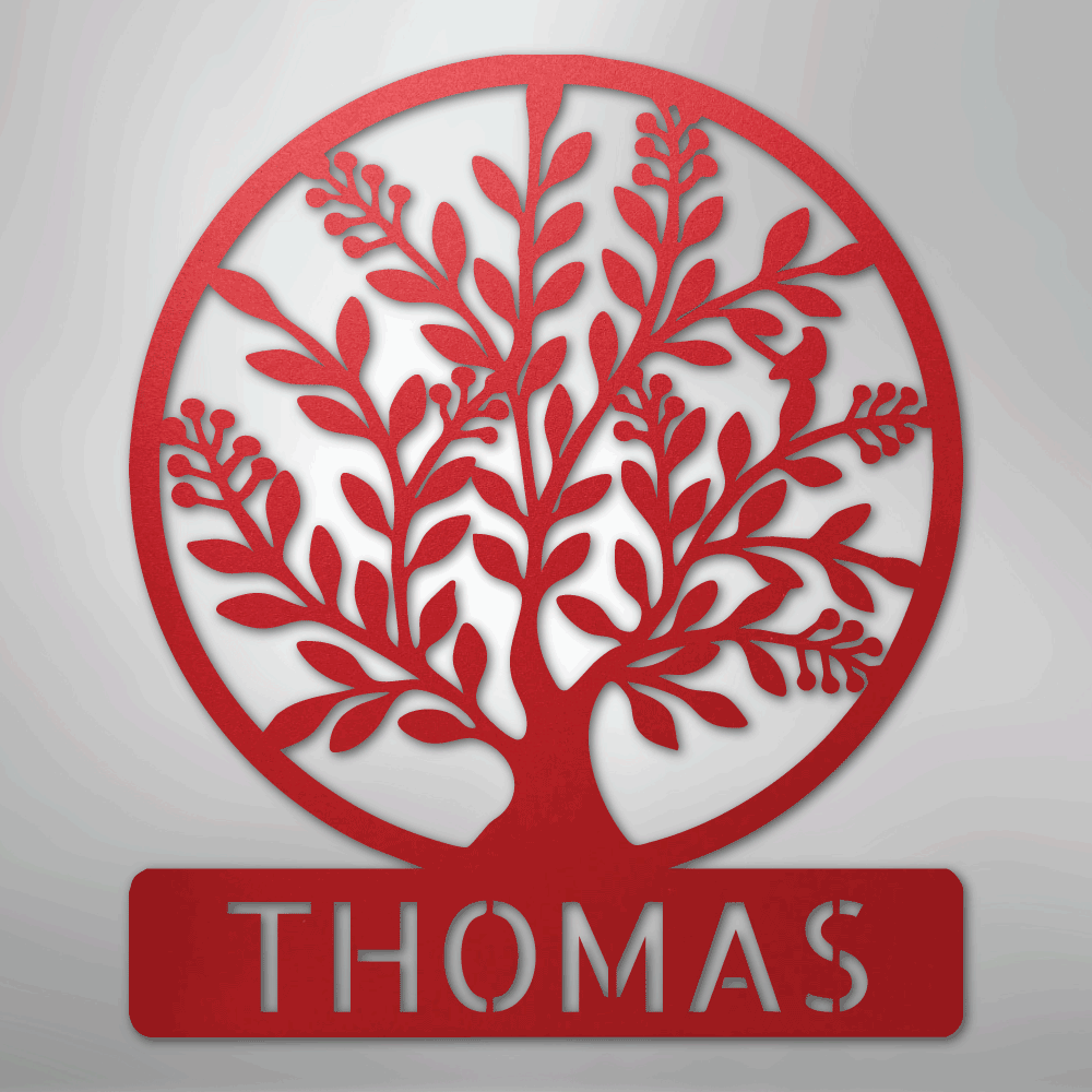 Simple Tree Monogram - Steel Sign - Kim’s Signature Beauty & Accessories