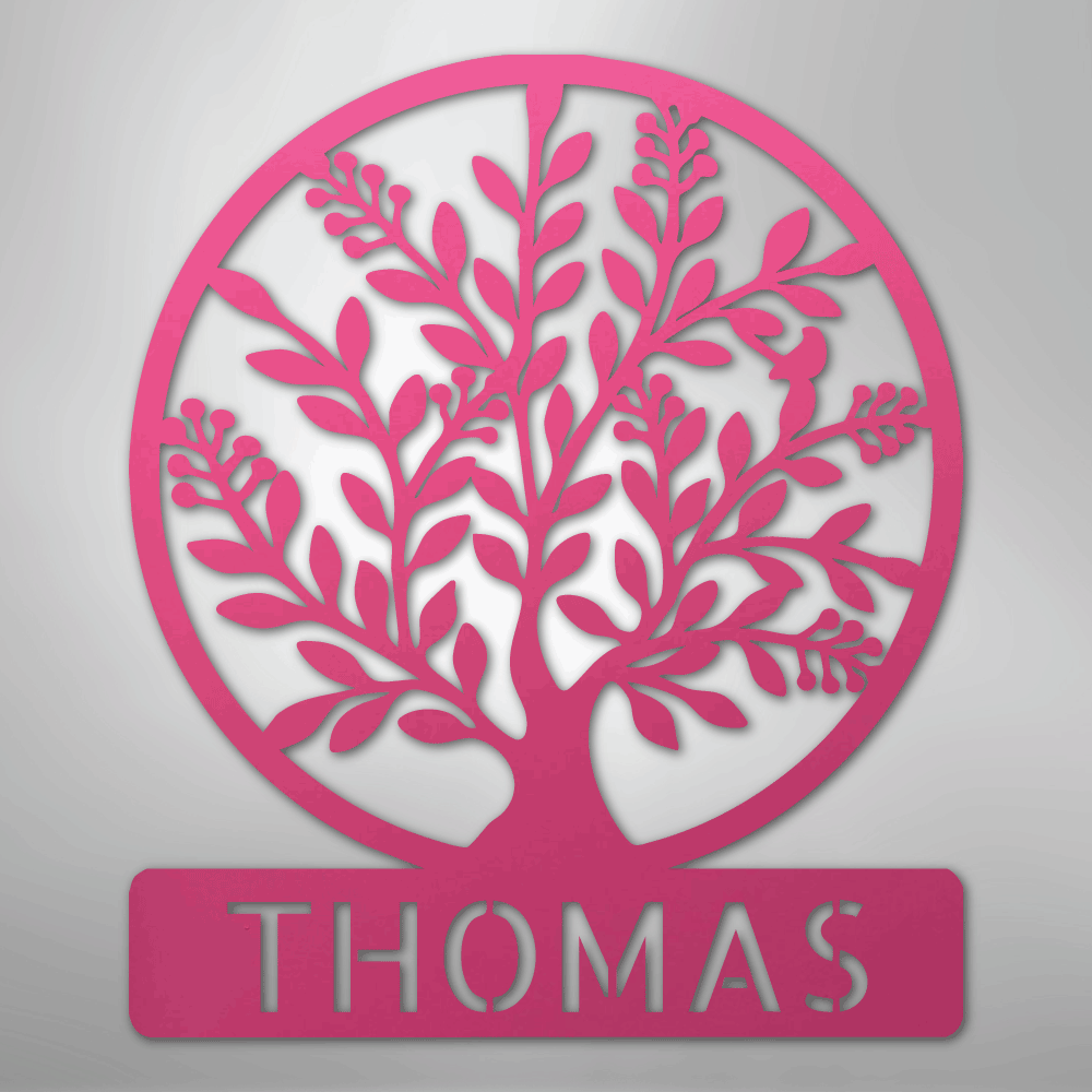 Simple Tree Monogram - Steel Sign - Kim’s Signature Beauty & Accessories