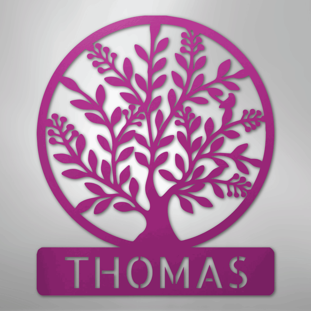 Simple Tree Monogram - Steel Sign - Kim’s Signature Beauty & Accessories