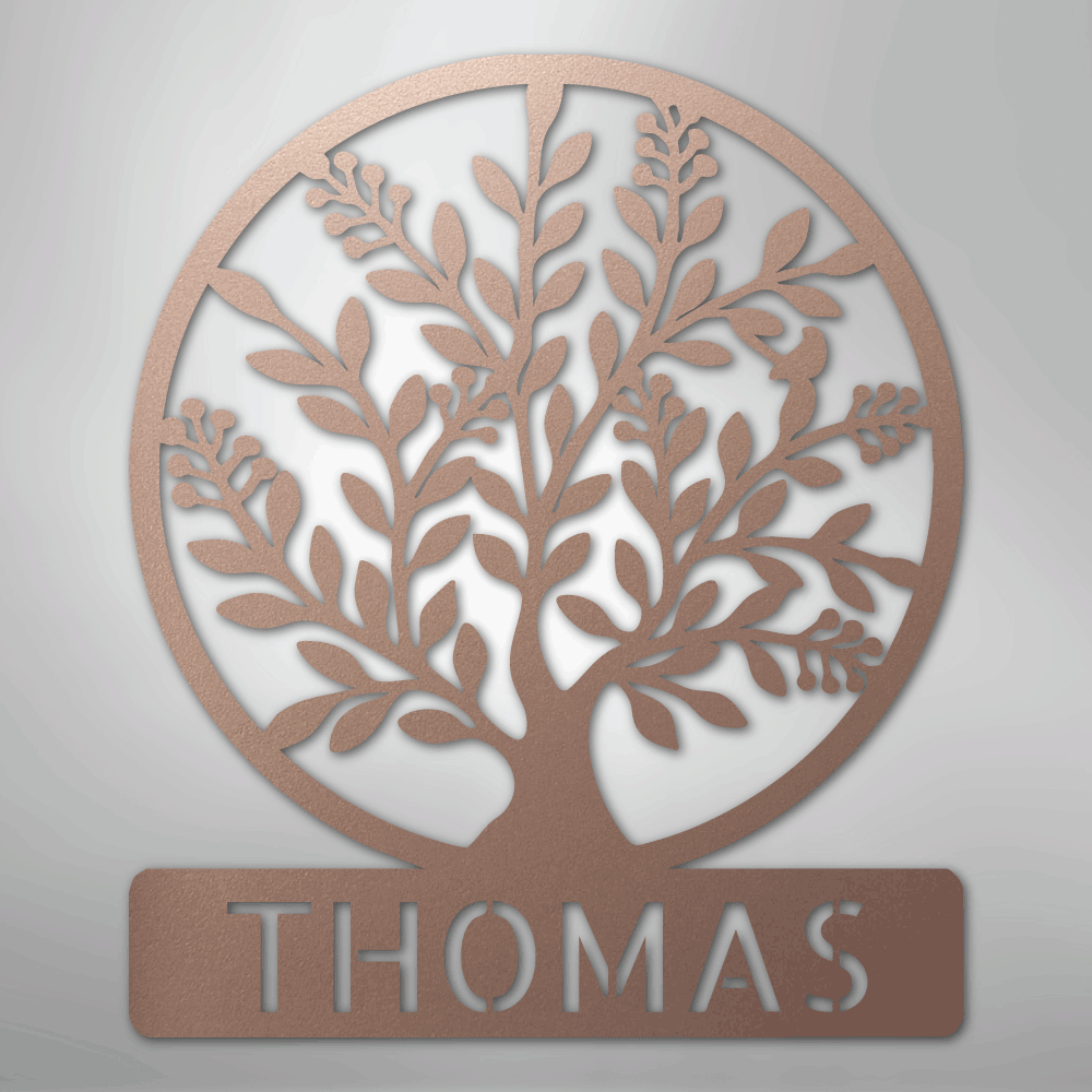 Simple Tree Monogram - Steel Sign - Kim’s Signature Beauty & Accessories
