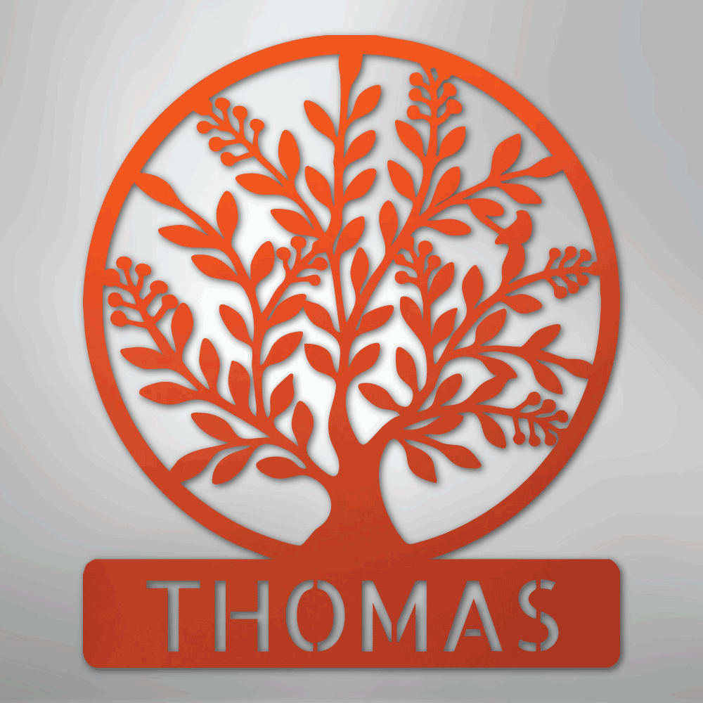 Simple Tree Monogram - Steel Sign - Kim’s Signature Beauty & Accessories