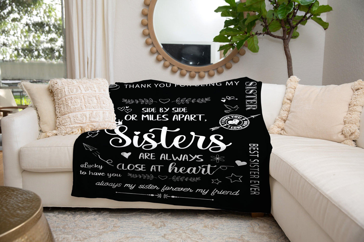 Sisters at Heart Plush Fleece Blanket – Side by Side or Miles Apart - Kim’s Signature Beauty & Accessories    