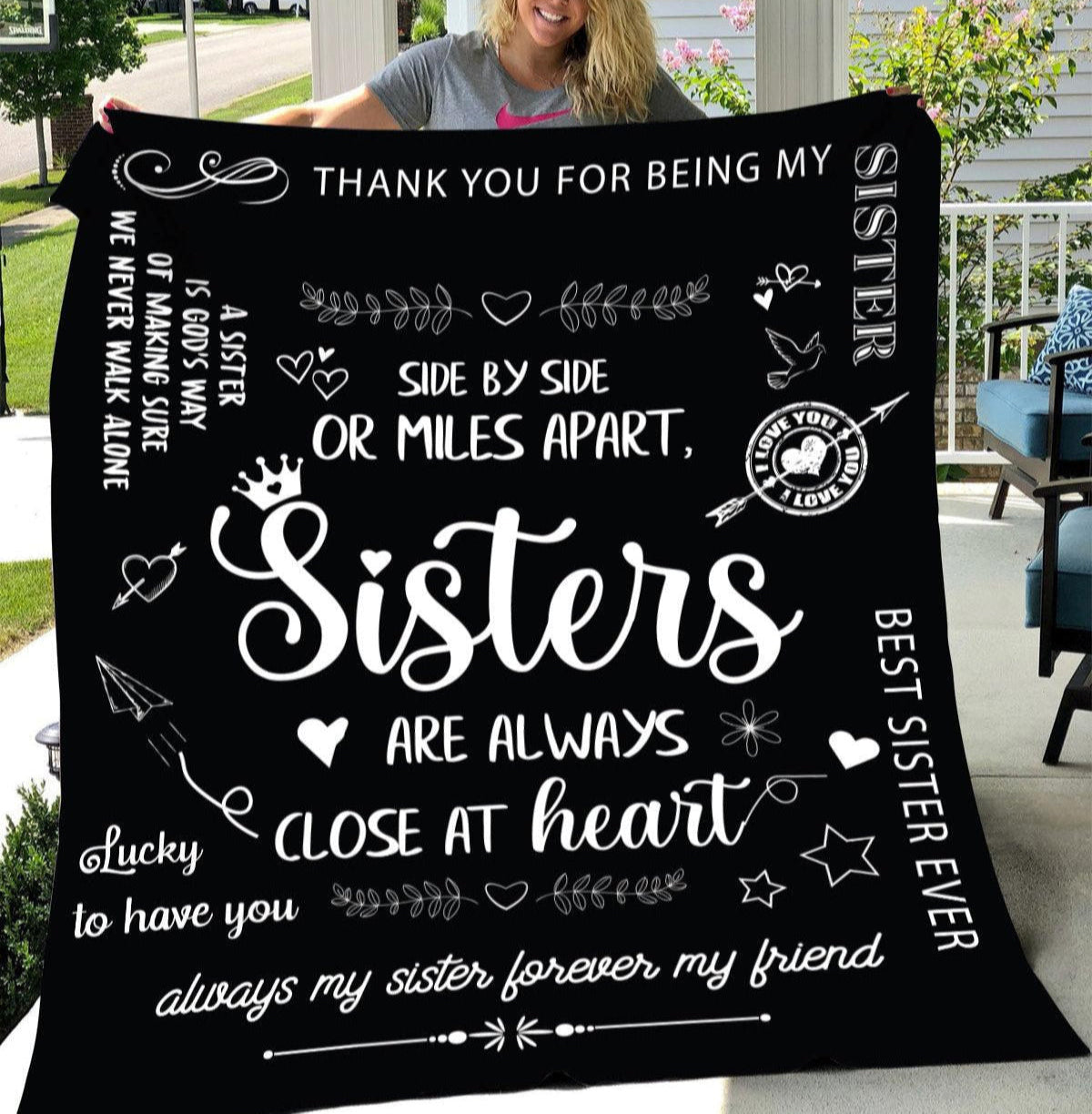 Sisters at Heart Plush Fleece Blanket – Side by Side or Miles Apart - Kim’s Signature Beauty & Accessories    