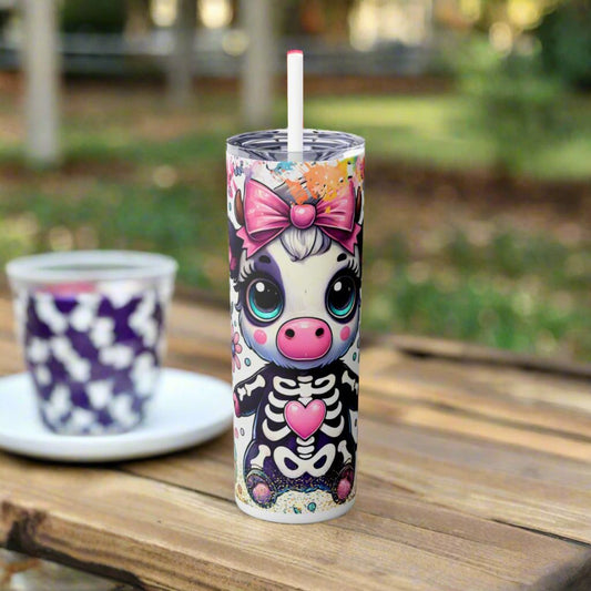 Skeleton Cow Fall Tumbler with Straw, 20oz - Kim’s Signature Beauty & Accessories    