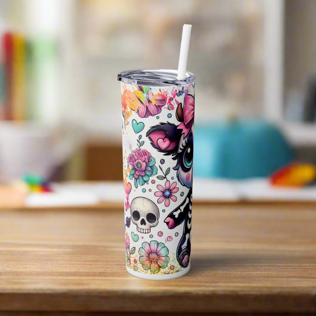 Skeleton Cow Fall Tumbler with Straw, 20oz - Kim’s Signature Beauty & Accessories    