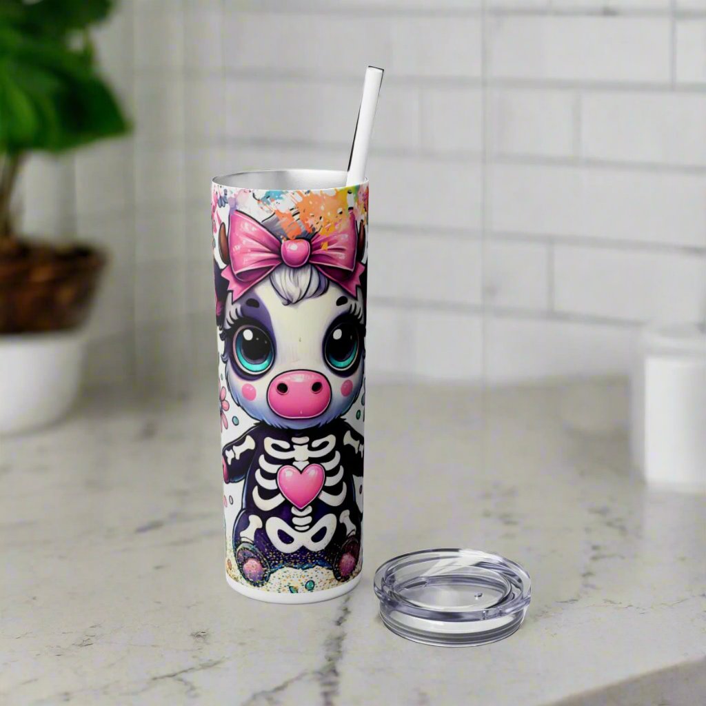 Skeleton Cow Fall Tumbler with Straw, 20oz - Kim’s Signature Beauty & Accessories    