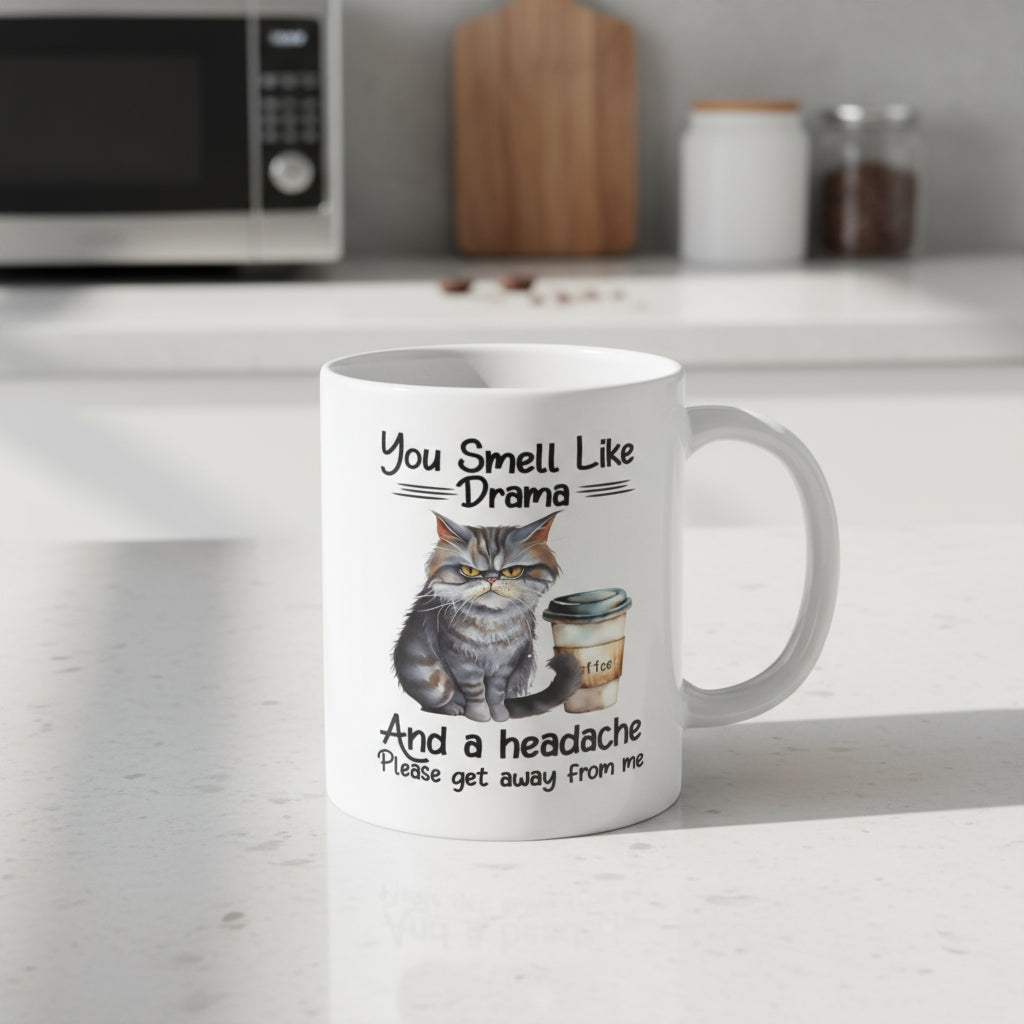 Smells Like Drama Funny Cat Mug - Kim’s Signature Beauty & Accessories    