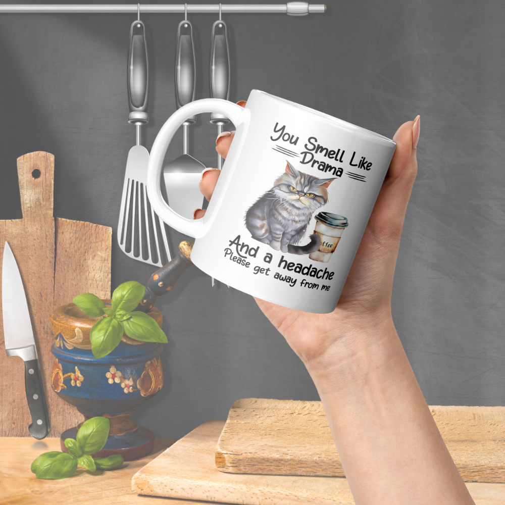 Smells Like Drama Funny Cat Mug - Kim’s Signature Beauty & Accessories    