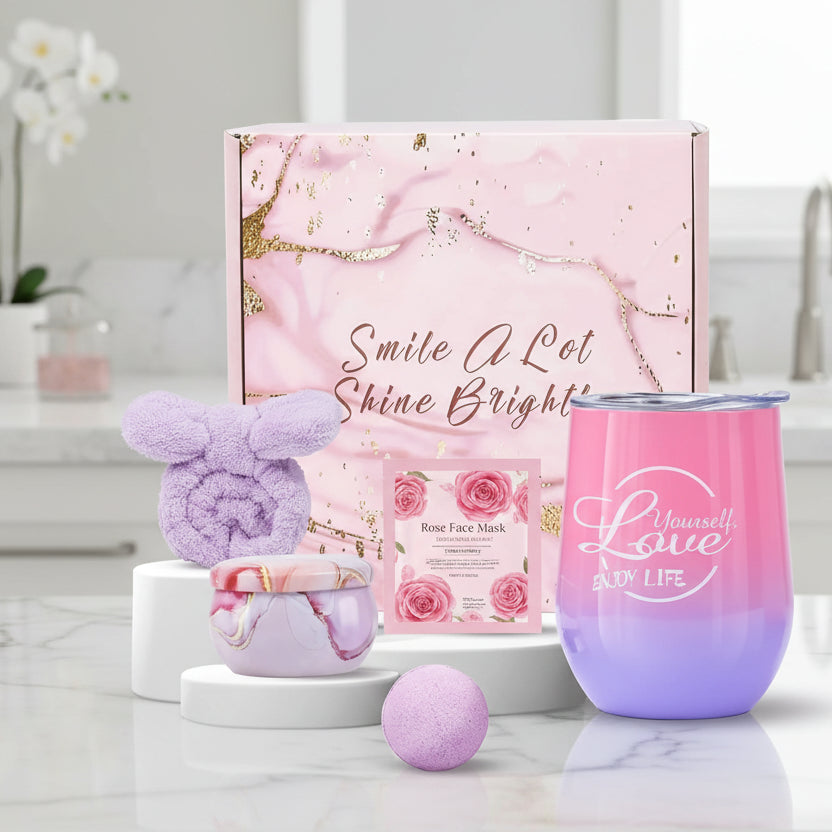 Smile A Lot Shine Bright Gift Box for Women – Mother’s Day Spa Gift Set - Kim’s Signature Beauty & Accessories
