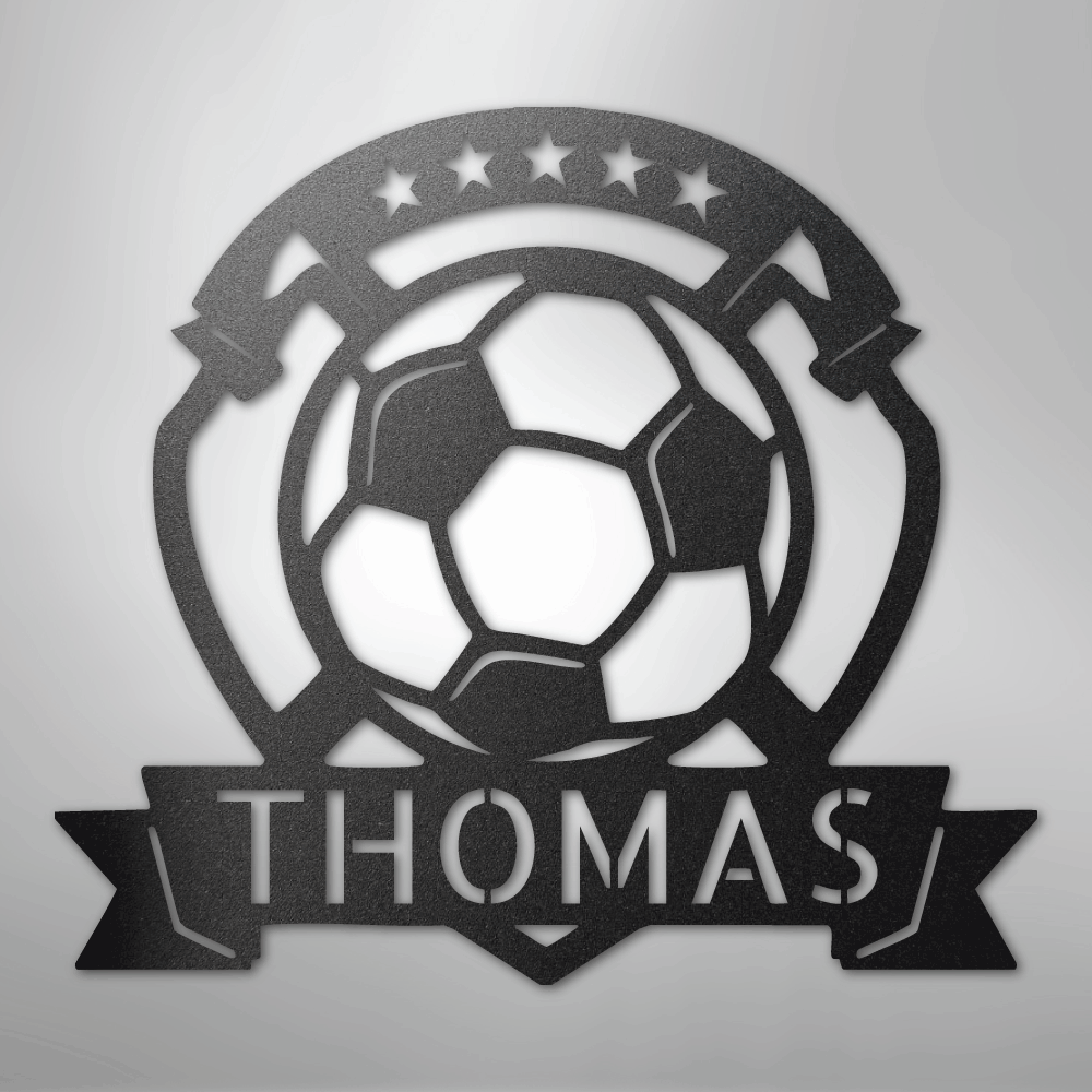 Soccer Plaque Monogram - Steel Sign - Kim’s Signature Beauty & Accessories