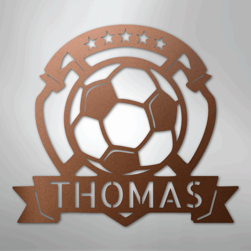 Soccer Plaque Monogram - Steel Sign - Kim’s Signature Beauty & Accessories
